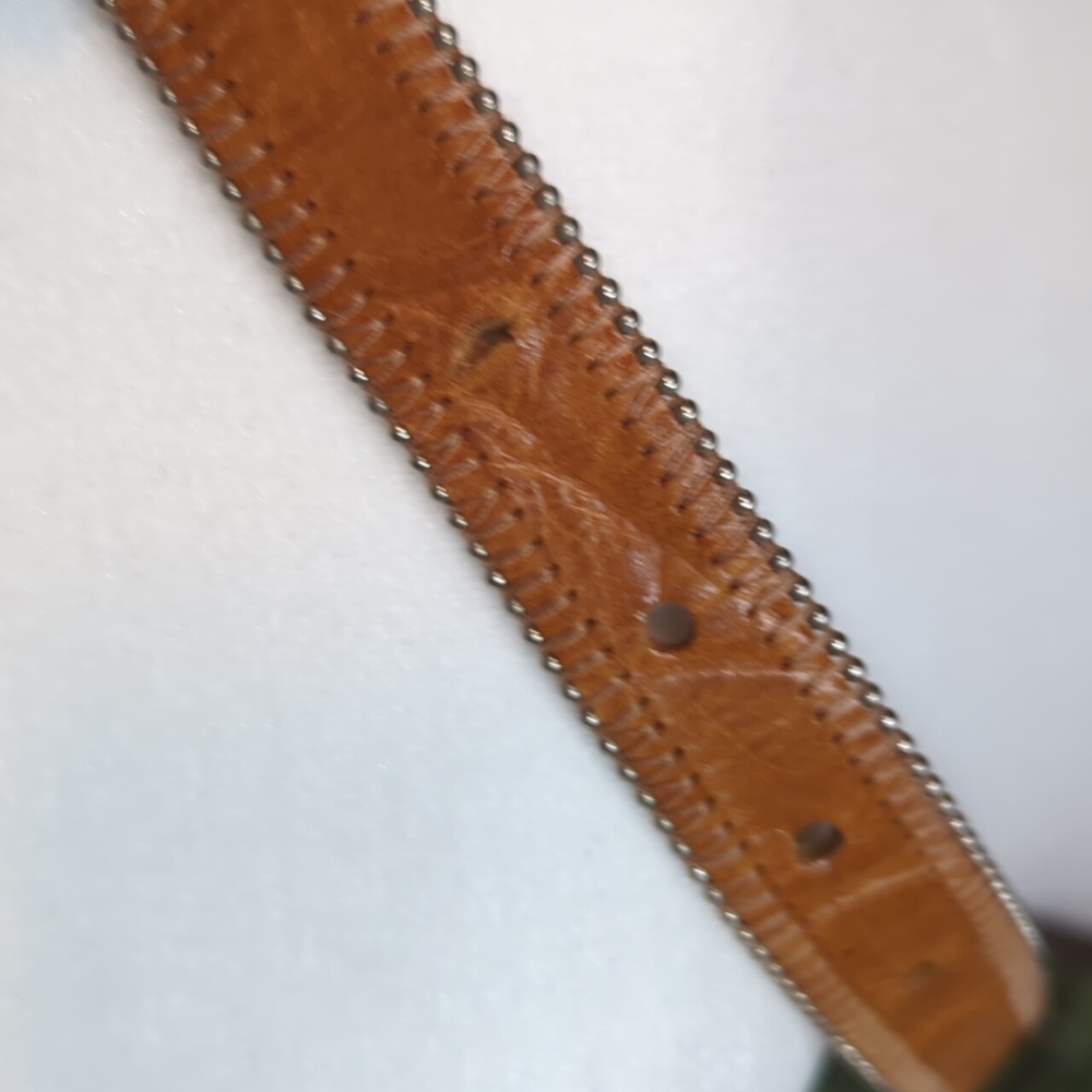 Vtg Streets Ahead Santa Monica 80's Thin Ranger Leather Silver Studded Belt Lrg - Picture 15 of 16